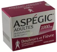 Aspegic Adultes 1000 Mg, Poudre Pour Solution Buvable En Sachet-dose 15 à SAINT-CYR-SUR-MER