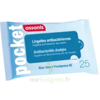 Assanis Pocket Lingette Antibactérienne Mains Paquet/25 à SAINT-CYR-SUR-MER